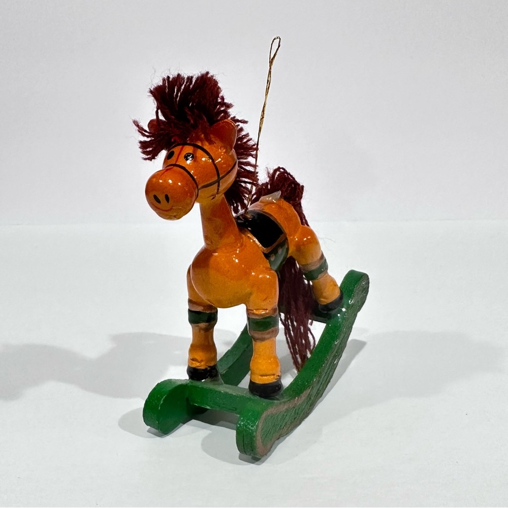 Russ Berrie Vintage Wooden Rocking Horse Ornament